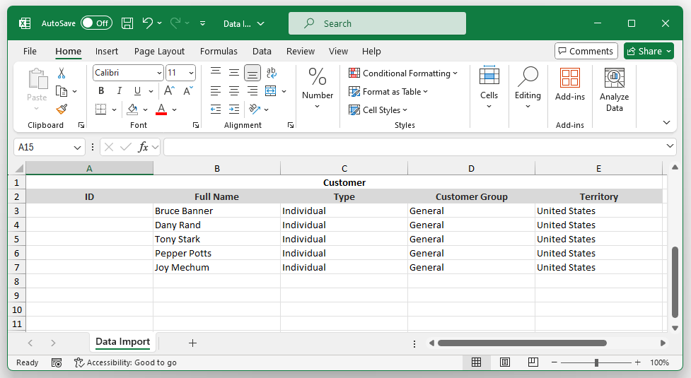 Data Import - Filled